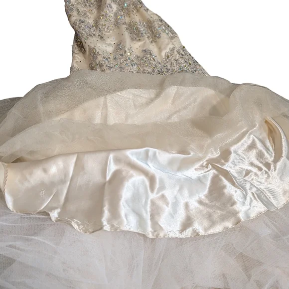 Tony Bowls Ivory V-Neck Trumpet Mermaid Beaded Gown Style number TB11606 Sz 8 - Picture 8 of 12